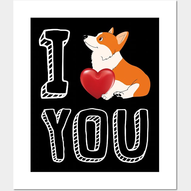 I Love You Corgi Valentine Wall Art by Danielsmfbb